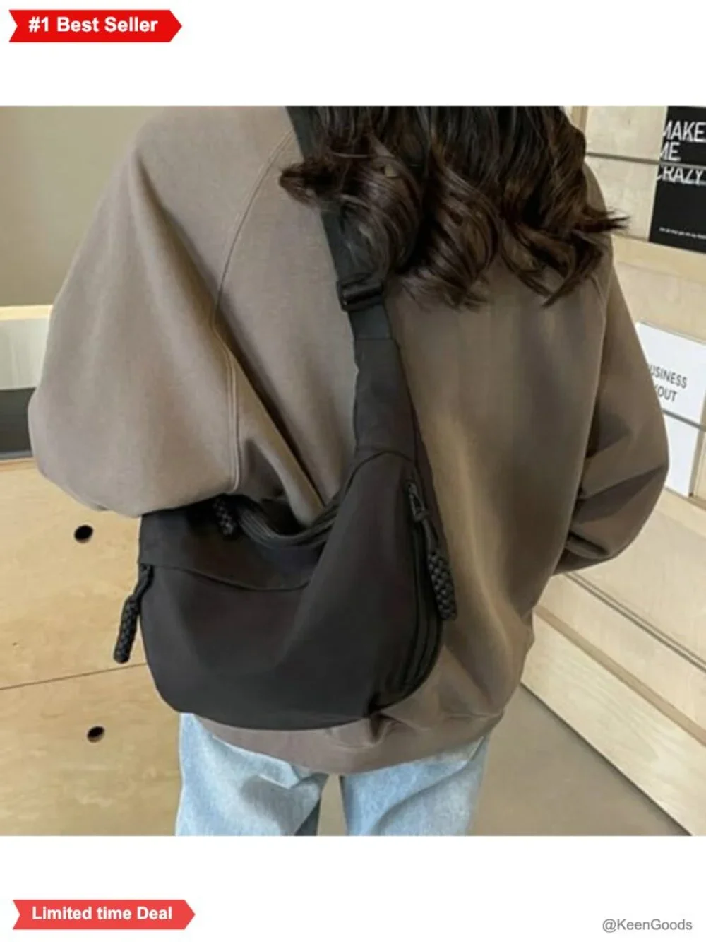 Hobo Bag Crescent Shoulder Bag Nylon Canvas Crossbody Slouchy Dumpling Purse
